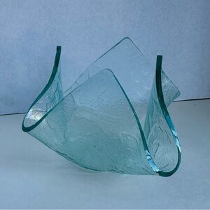 Handcrafted Textured Glass Vase – Folded Edge Art Glass Centerpiece